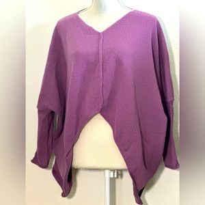 FHQ COLLECTION Long Sleeve V Neck Sweater With Details Women Size Small Mauve